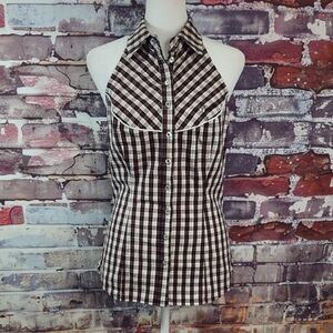 Guess Plaid Halter Top